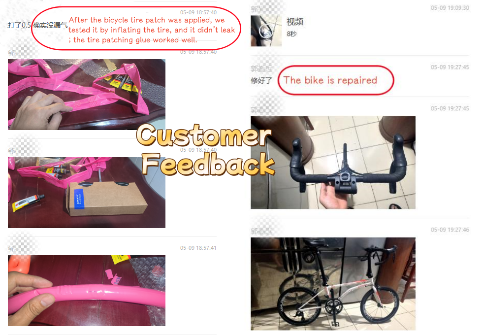 Bicycle tire repair glue of customer feedback